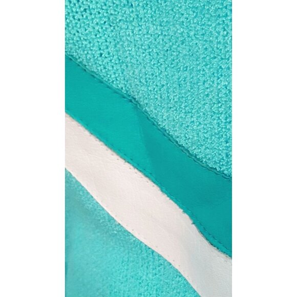 Vintage 80s Jaymee Papell Womens Pull Over Sweater Leather Trim Blue Long Sleeve - Picture 7 of 8